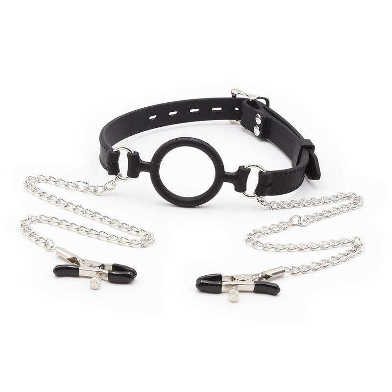 RING GAG AVEC CHAINES ET PINCES